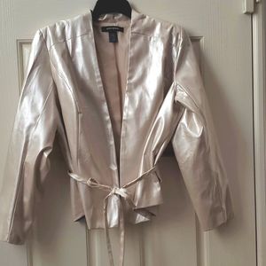 Faux leather pearl color jacket